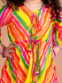 Girls Yellow Orange Geometric Printed Bell Sleeves Kurta